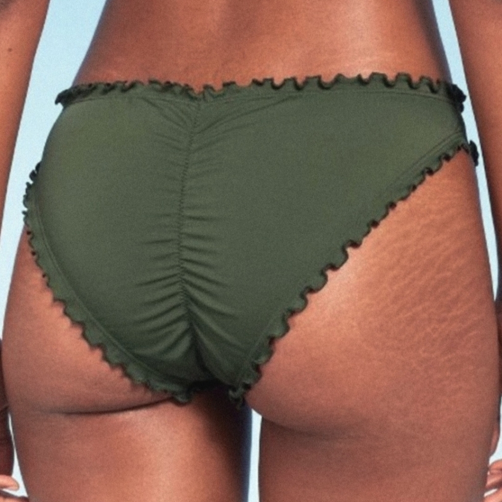 Shade & Shore Olive Ruffle Bikini Bottom